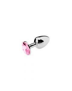 Buttplug Aluminium met Siersteen - Roze