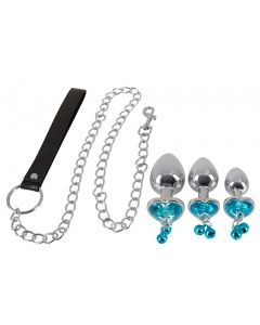 Buttplug Set met een Ketting - Blauw