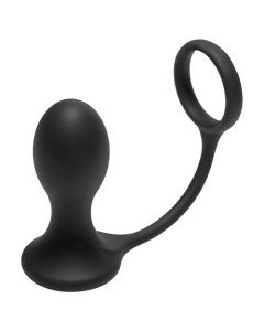 Cockring met bolle buttplug 
