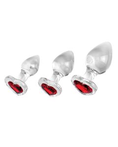 Buttplug Set Red Heart Gem
