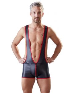Heren Body met Rode Biezen en Rits 