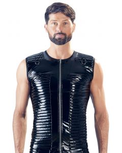 Heren Lak Shirt in Biker Stijl voor