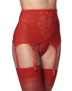 Jarretelgordel met G-String en Kousen - Rood