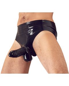 Latex Slip met Penishoes - Zwart voor