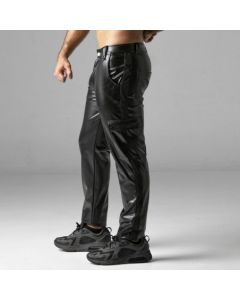 Leatherette-Cargo-Broek-Zwart