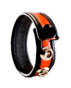 Leren Cockring 3-Snap - Zwart / Rood