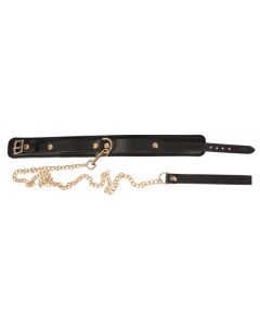 Leren Halsband met Lijn en Polsband - Zwart*