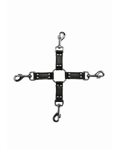 Leren Hogtie met Karabijn Haken - Zwart