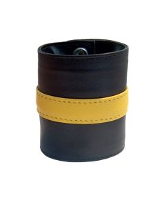 Leren Polsband met Portemonnee - geel dicht