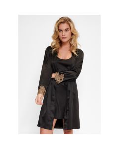 LingaDore Black Incense Kimono - Zwart / Goud voorkant