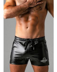 LOCKER GEAR Leatherette Double Striped Shorts