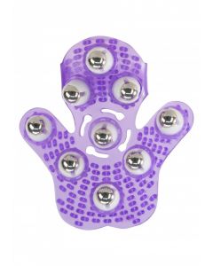 Massage Handschoen met masserende Ballen - Paars los