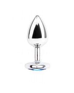 Metalen Buttplug met Fonkelsteen - Blauw 