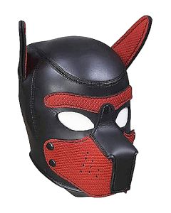 Neopreen Masker Puppy Play - Rood schuin