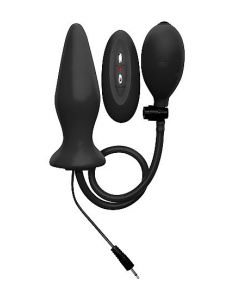 Opblaasbare vibrerende siliconen buttplug - zwart