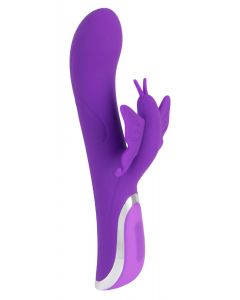 Oplaadbare Rabbit Vibrator met Vlinder - Paars 