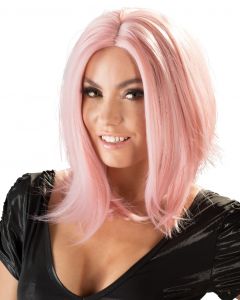Halflange Roze Pruik boblijn
