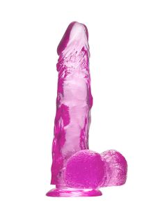 Realistische Doorzichtige Dildo met Balzak 20.00 cm - Roze