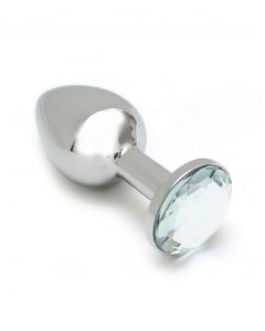 Rimba - Sofia Metalen Buttplug met Transparante Steen onderkant