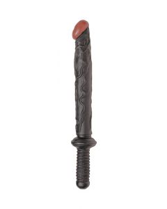 Realistische Dildo Met Handvat - Zwart- 46 cm