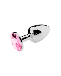 RVS Buttplug met Roze Siersteen - L