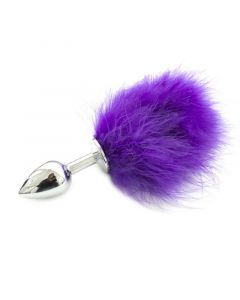 RVS Mini Buttplug met Veer - Paars los