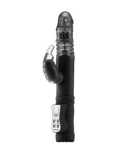 Stotende Rabbit Vibrator met Roterende Parels - Zwart