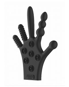 Silicone Stimulation Glove - Zwart zijkant