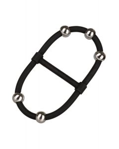 Siliconen Cockring met Beads - Zwart los
