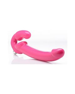 Strapless Strap-On met Vibratie - Roze