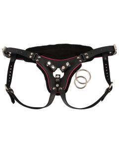 Zado Leren Strap-On Harnas - Zwart