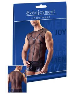 Zwart Doorzichtig Hemd met Wetlook Strepen kopen