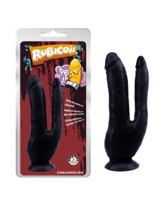 Zwarte Dubbele Dildo met Zuignap