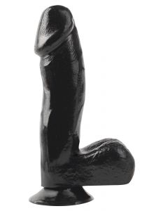 Zwarte dildo met zuignap en ballen – 18 cm 
