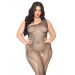 Plus Size Crystal A-Symmetrische Net Bodystocking - Zwart