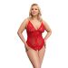 Vurige Transparante Kruisloze Bodysuit - Rood