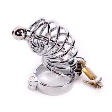 Kiotos Peniskooi Chastity Cage met Penisplug - Zilver