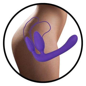 Drie Dubbele Voorbind Dildo - Paars