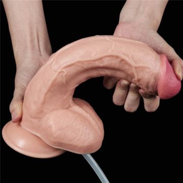 Spuitende Realistische Dildo met Knijpbal