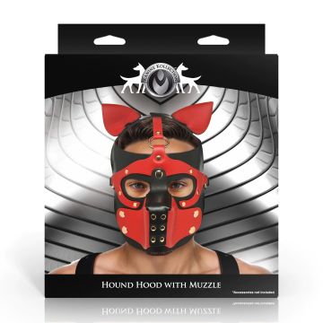 XR Brands Hound Hood met Muzzle - Zwart/Rood