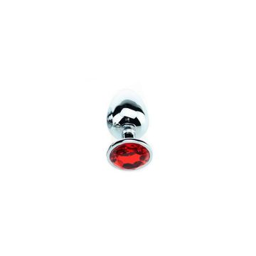 Kiotos Buttplug Aluminium met Rode Siersteen - Small