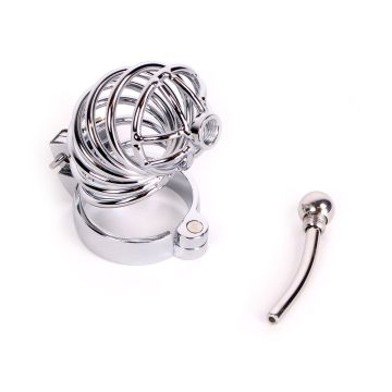 Kiotos Peniskooi Chastity Cage met Penisplug - Zilver