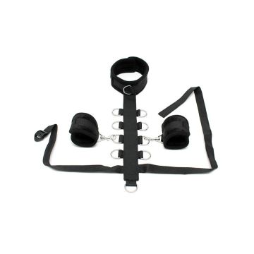 Halsband met Harnas en Handboeien - Zwart