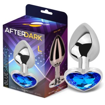Hartvormige Buttplug Blue Sapphire Maat L