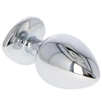 Buttplug met Transparante Hartvormige Siersteen - L