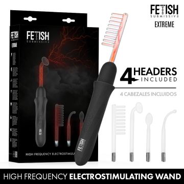 Fetish Submissive High Frequency Elektrostimulatie Wand met 4 Headers