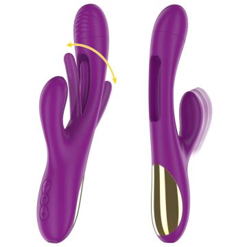 Intense Multifunctionele Rabbit Vibrator met Oscillerende Tong Apolo - Paars