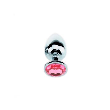 Kiotos Buttplug Aluminium met Roze Siersteen - Medium