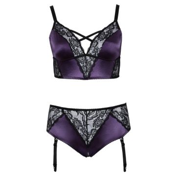 Plus Size Lingerie Set - Paars/Zwart