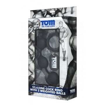 Tom of Finland Siliconen Penisring met 3 zware Balletjes